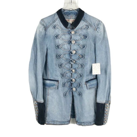 Denim Seamed Structured Jacket Blue 